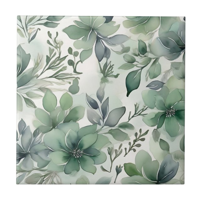 Sage Green Floral sem costura (Frente)