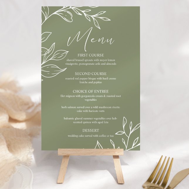 Sage Green Flowers Boho Wedding Menu (Criador carregado)