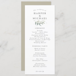 Sage green foliage programa de casamento