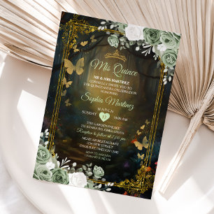 Sage Green Forest Princesa Quinceañera Convite