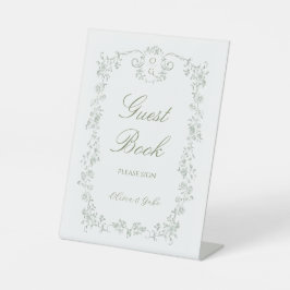 Sage Green French Floral Wedding Guest Book