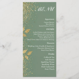 Sage Green Gold Botanical Wedding Reception Menu 