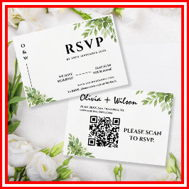 Sage Green Greenery deixa código QR Casamento RSVP