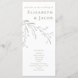 Sage Green Leaves e Berries Wedding Program