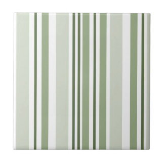Sage Green (Light, Medium, Dark) and White Stripes