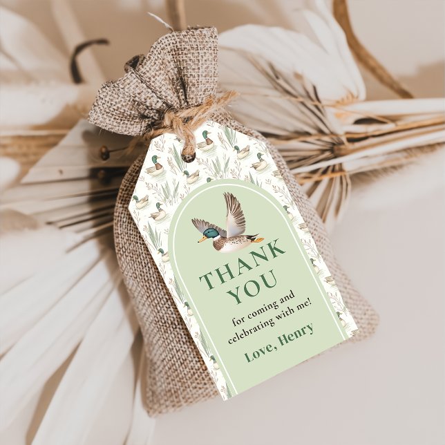 Sage Green Mallard Duck Aniversário Dando Etiqueta (Criador carregado)