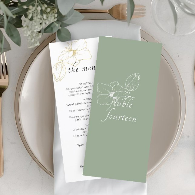 Sage Green | Menu Plano De Casamento Chic Floral (Criador carregado)