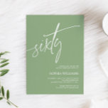 Sage Green Minimalista 60º Convite de Aniversário<br><div class="desc">*** Insira o H012 na pesquisa da loja para encontrar todos os itens correspondentes *** Ou visite nossa Coleção Minimalista Verde Sage. *** Este design de alta qualidade é fácil de personalizar para combinar as cores do casamento, estilos e temas. Para mais personalização, clique no link "Editar usando a Ferramenta...</div>