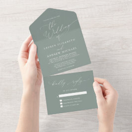 Sage Green Minimalista Tudo em Um Casamento