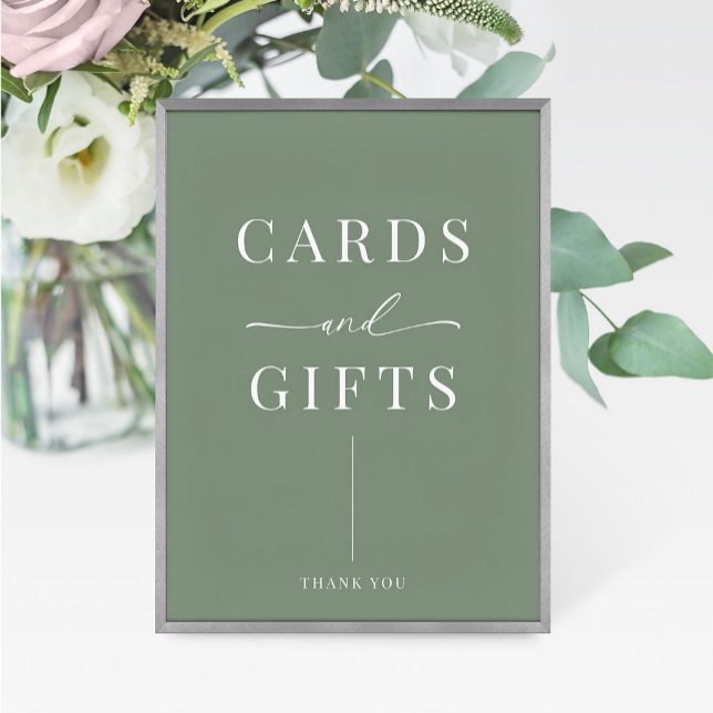 Sage Green Modern Elegant Wedds Cards Sign (Criador carregado)