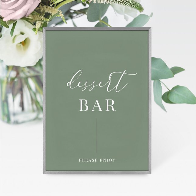 Sage Green Modern Elegant Weding Dessert Sign (Criador carregado)