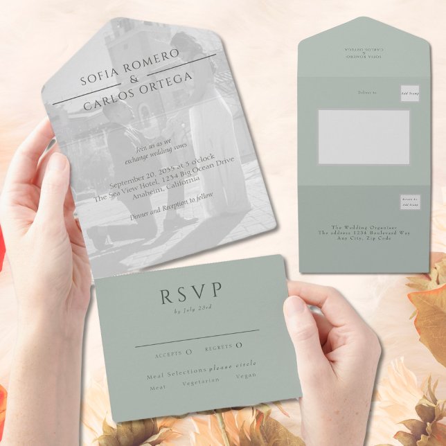 Sage Green Modern Photo Wedding (Criador carregado)
