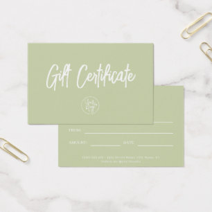 Sage Green Modern Voucher Gift Certificate