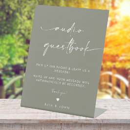 Sage Green Modern Wedn Sinal Guestbook Áudio