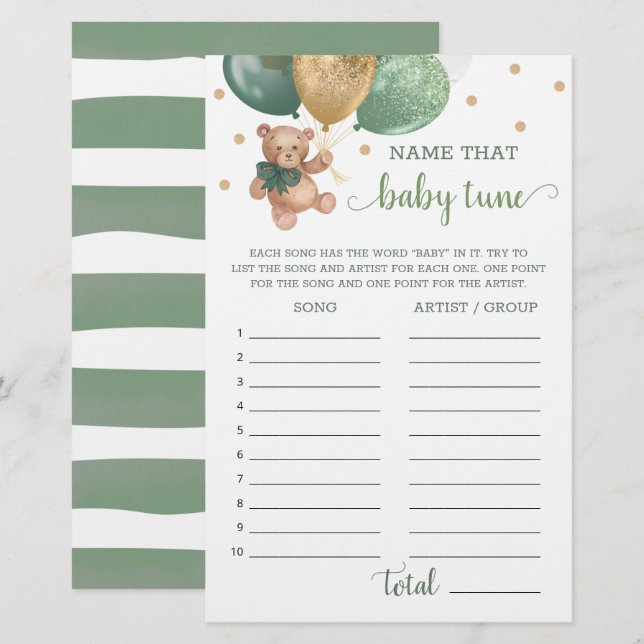 Sage Green Name Aquele Bebê Tung Jogo Teddy Bear (Frente/Verso)