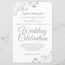 Sage Green no Convite de casamento White BUDGET La