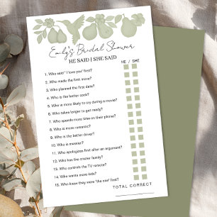 Sage Green Perfect Pear Chá de panela Ele Disse Qu