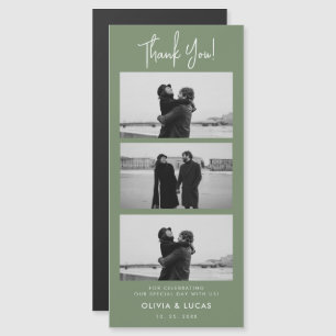 Sage Green Photo Strip Magnetic Weding Obrigado