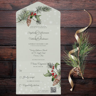 Sage Green Pine e Holly no código QR da neve