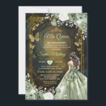 Sage Green Princess Quinceañera Convite<br><div class="desc">Sage Green Princess Quinceañera Convite</div>