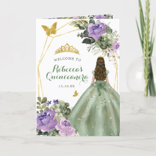 Sage Green Purple Quinceañera Program Modelo