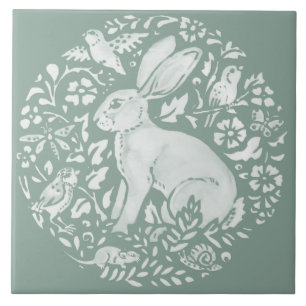Sage Green Rabbit Hare Forest Creatures