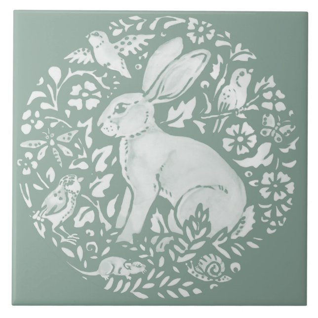 Sage Green Rabbit Hare Forest Creatures (Frente)