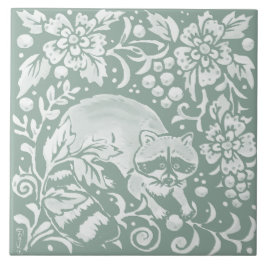 Sage Green Raccoon Forest Woodland Animal