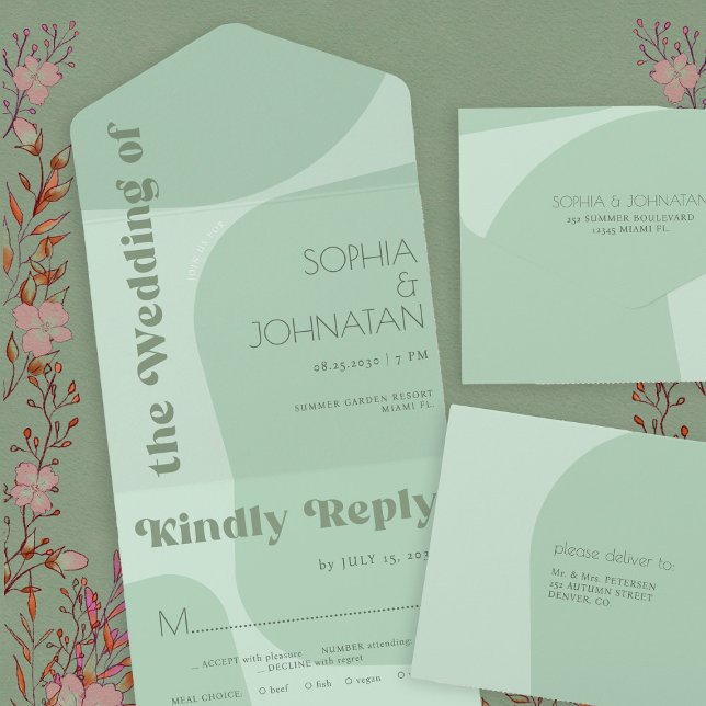 Sage green retro vibes ousadia tipografia casament (Criador carregado)