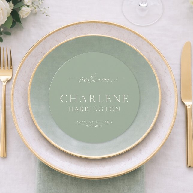 Sage Green Round Wedding Menu (Criador carregado)