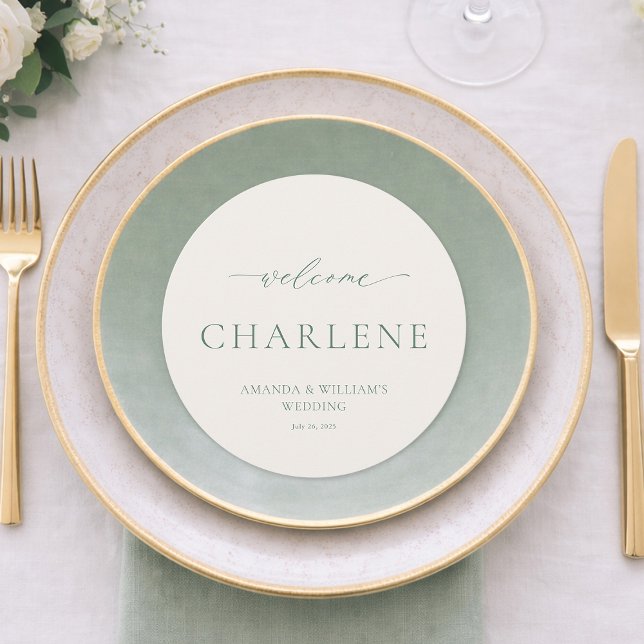 Sage Green Round Wedding Menu Card (Criador carregado)