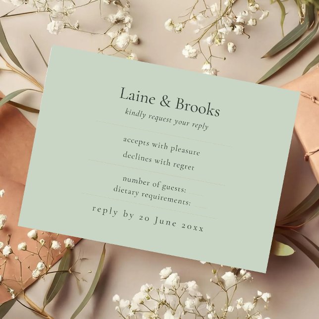 Sage Green RSVP Card | Minimal Elegant Wedding Res (Criador carregado)