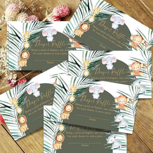 Sage Green Safari - Cartões de Fralda de Raffle (Criador carregado)