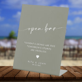 Sage Green Script Open Bar Sinal de Casamento