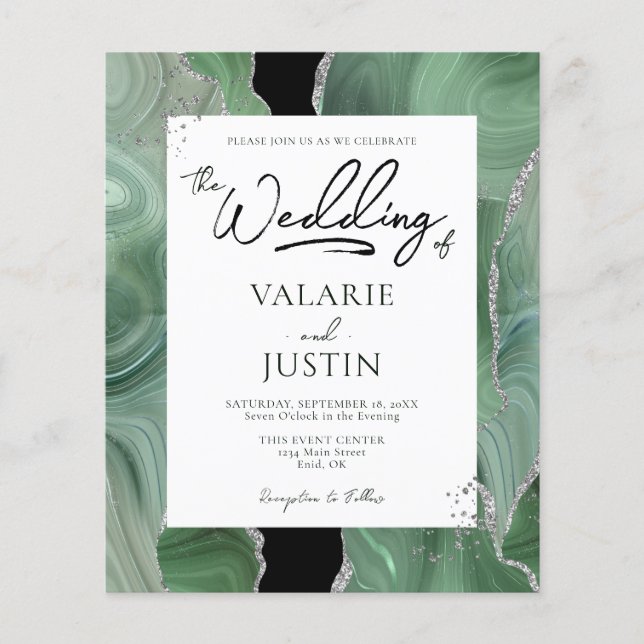 Sage Green Silver Agate Budget Casamento Tudo em U (Frente)