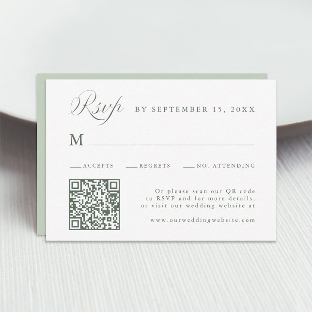Sage Green Stylish Calligraphy Script Wedding RSVP (Criador carregado)