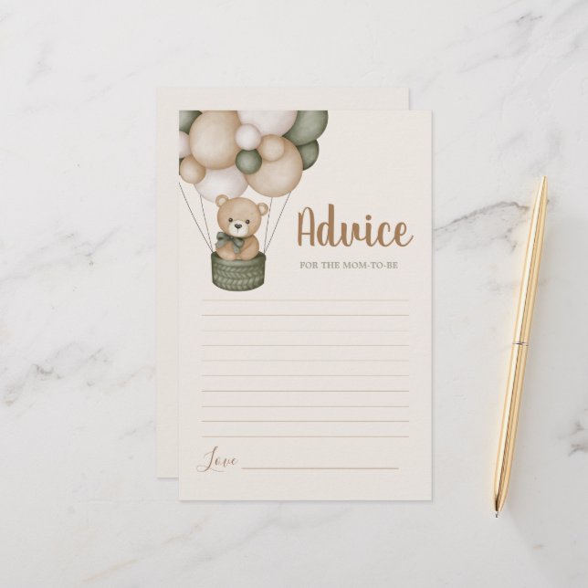 Sage Green Teddy Bear Advoga para a mamãe ser cart (Frente/Verso In Situ)