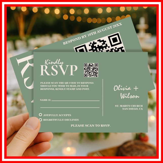 Sage Green Wedding Código QR RSVP (Criador carregado)