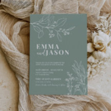 Sage Green Wedding Floral Convite