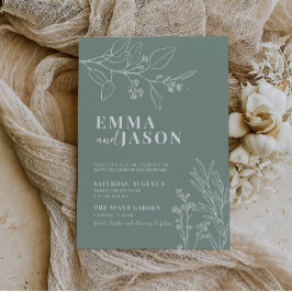 Sage Green Wedding Floral Convite