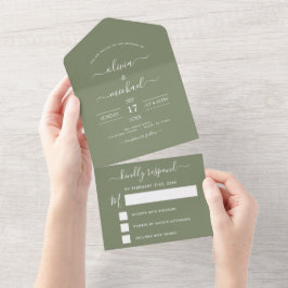 Sage Green Wedding Modern Typografia RSVP
