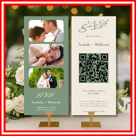 Sage Green Wedding Photo Código QR Salvar Data