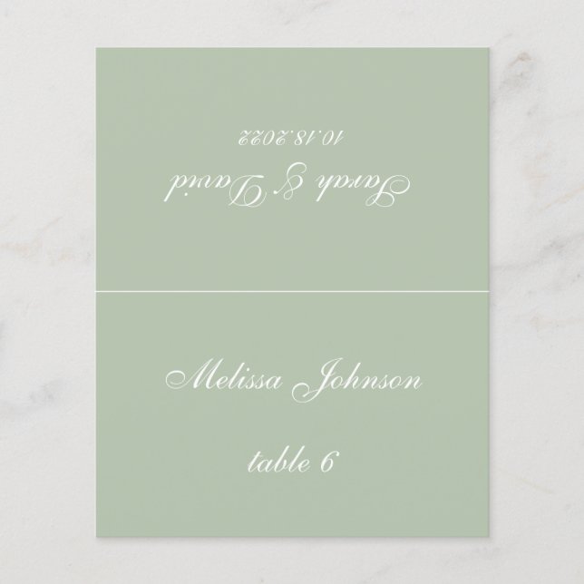 Sage Green Wedding Place Card - Nome do Convidado  (Frente)
