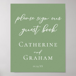 Sage Green Weding Sign Our Guest Book Poster