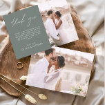 Sage Green Wedking Minimalista Obrigado Cartões<br><div class="desc">Casamento de Orçamento Obrigado Cartões que têm uma foto na frente e atrás. Os cartões de agradecimento contêm uma tipografia cursiva moderna,  escrita com letra de mão,  que é elegante,  simples e moderna para usar após a celebração do dia do casamento.</div>