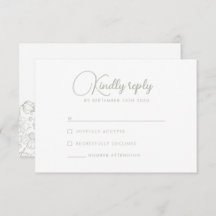 Sage Green Wildflower Elegant Weding RSVP Card