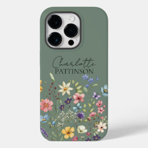 Sage Green Wildflower Nome personalizado Monograma