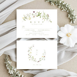 Sage Green Wildflower Rustic Boho Weding RSVP