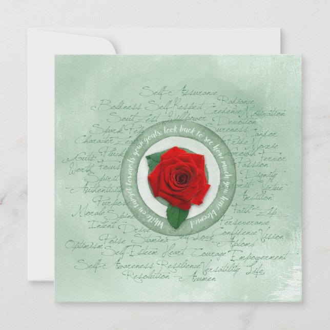 Sage Green with Red Rose Empowerment Quote (Frente)