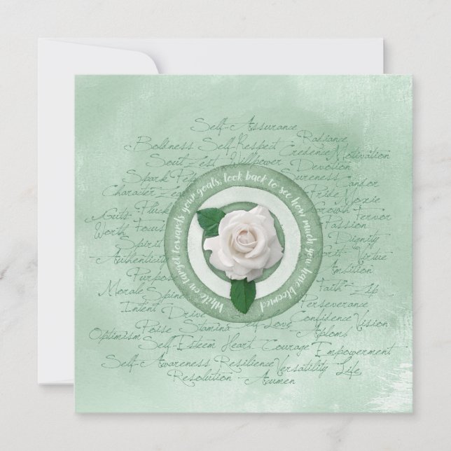  Sage Green with White Rose Empowerment Quote (Frente)